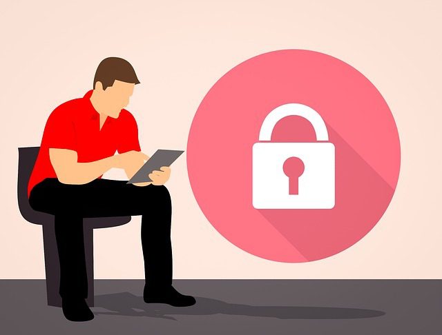 man on a tablet/cyber security