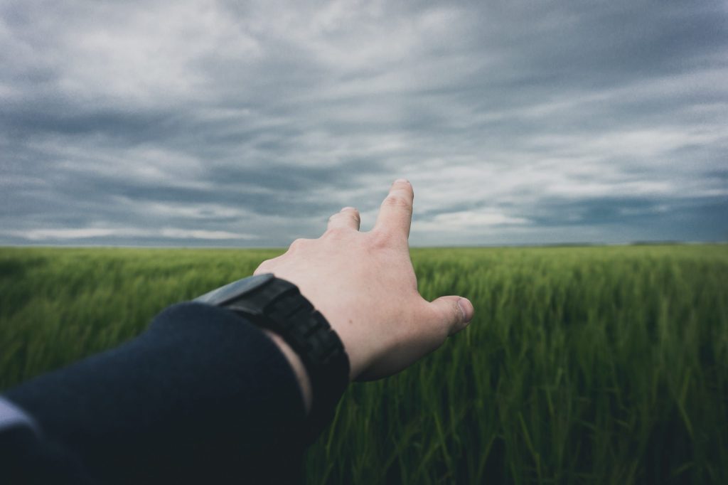 Hand reaching out/think cirrus/disaster recovery
